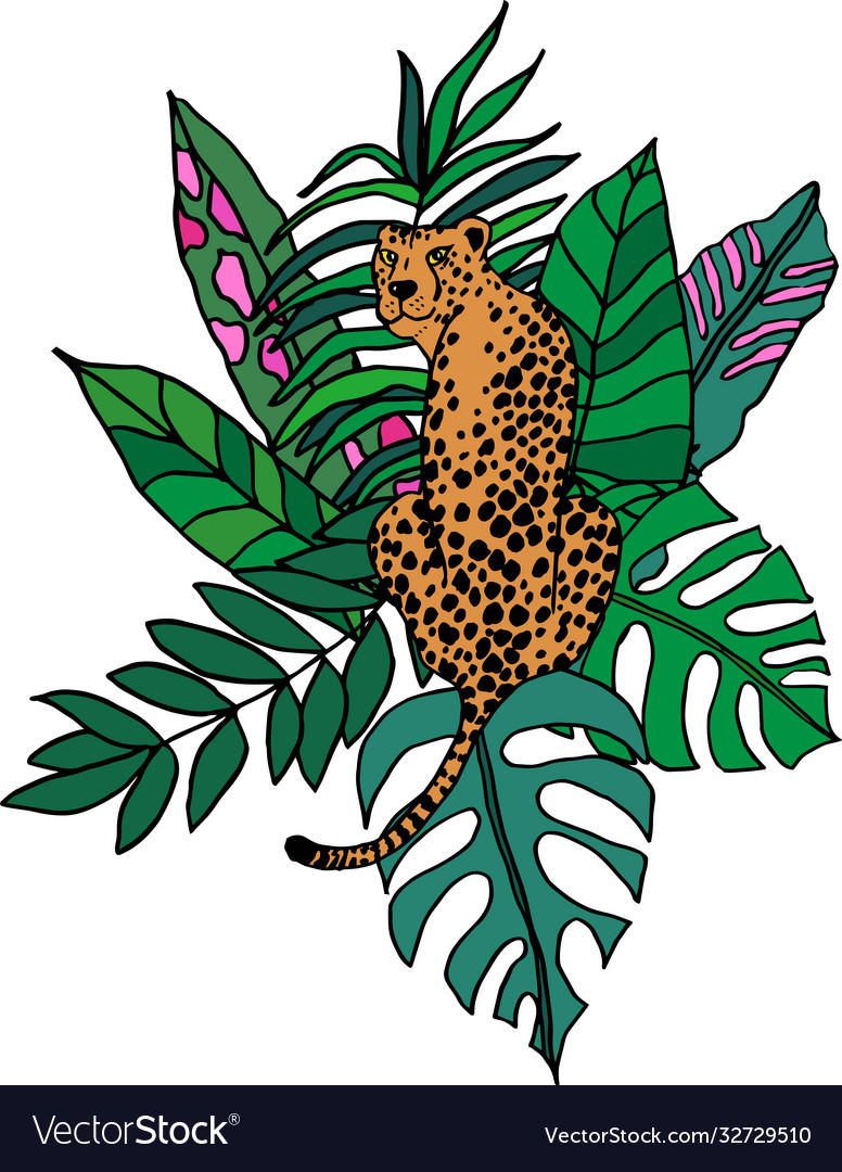 Cheetah in jungle placement Royalty Free Vector Image