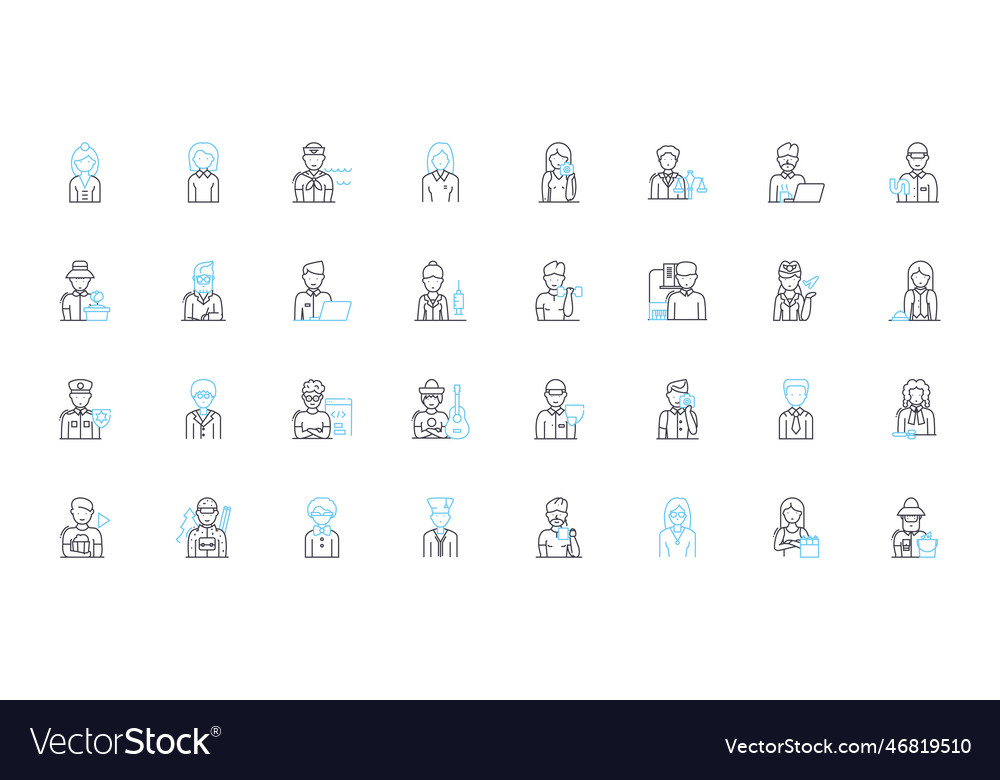 Consumer insights linear icons set behavior