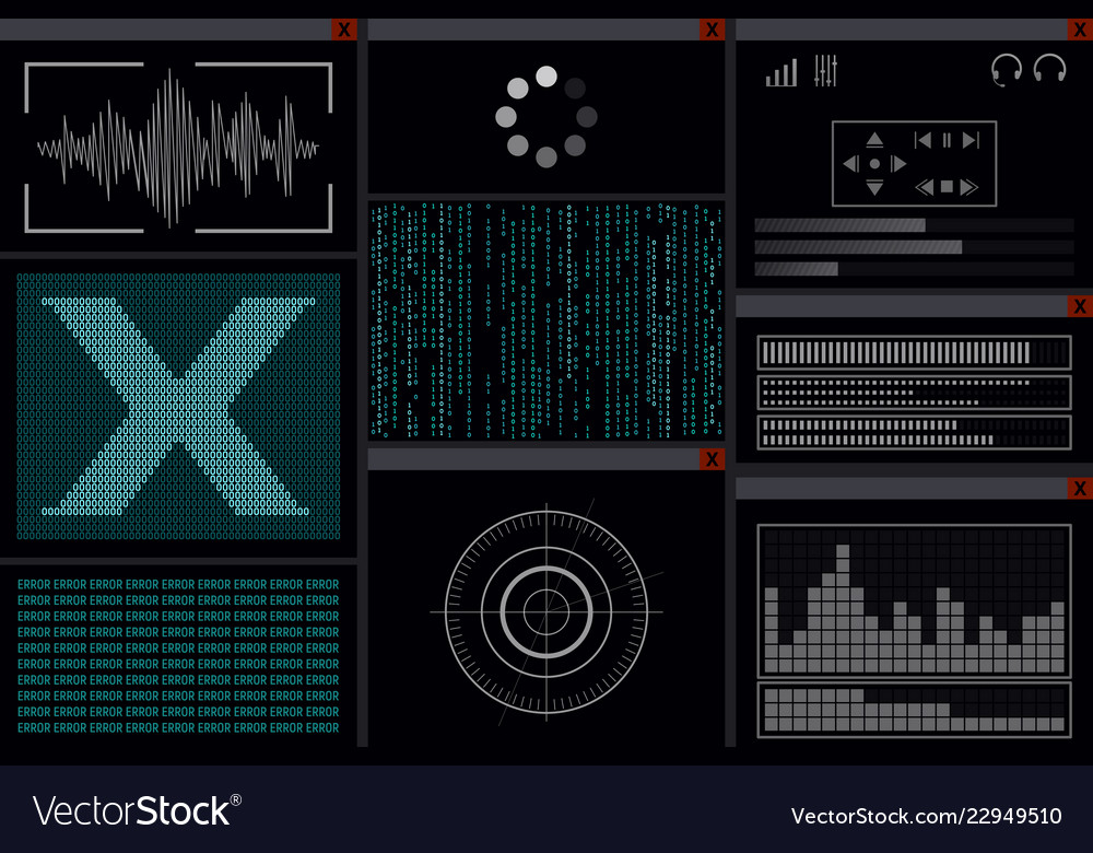 Display with a hacker program vector image Display with a hacker program