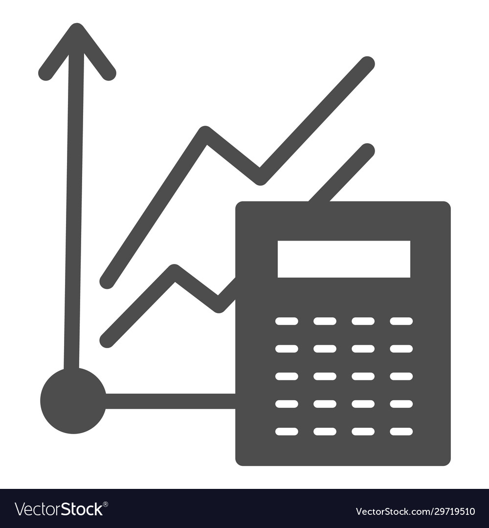 Graph and calculator solid icon accounting vector image Graph and calculator solid icon accounting