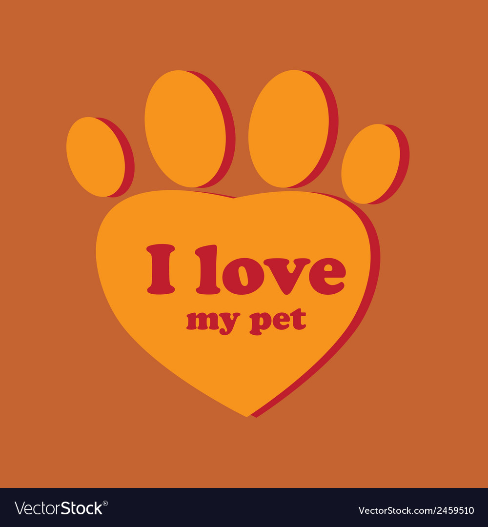 I love my pet over orange background Royalty Free Vector