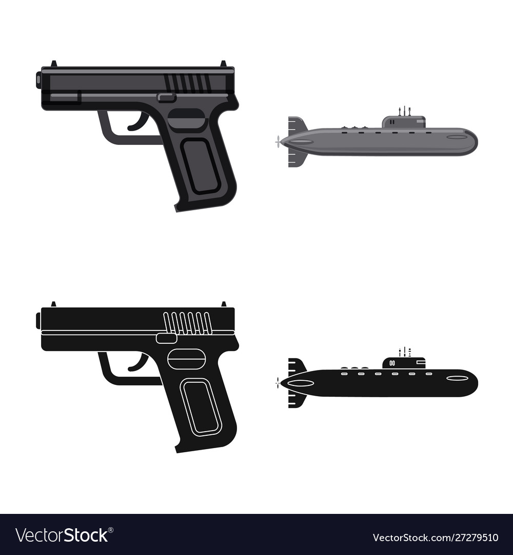 Isolated object weapon and gun icon collection