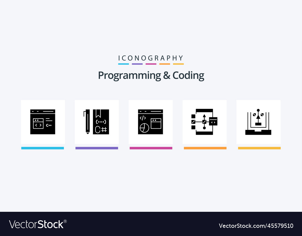 Programming and coding glyph 5 icon pack