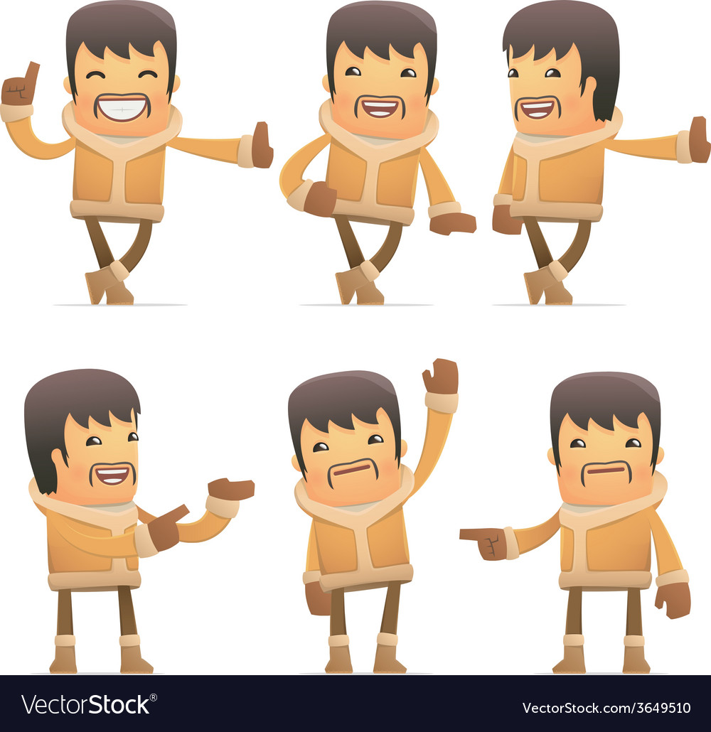 Set of eskimo character in different poses