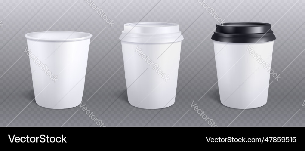 3d white paper coffee cup isolated mockup Vector Image