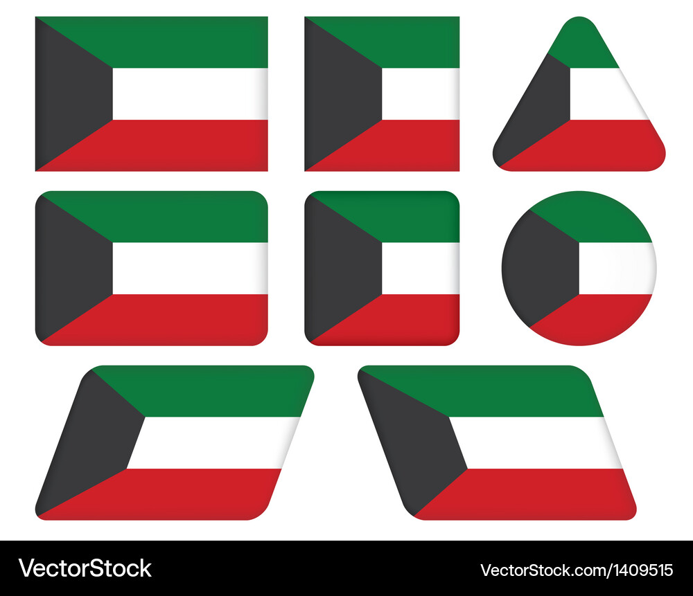 Buttons with flag of Kuwait Royalty Free Vector Image