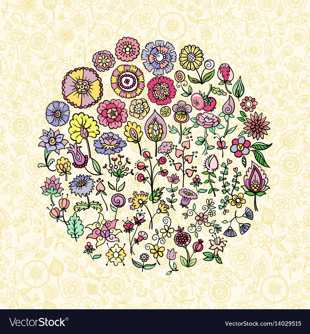 Colorful doodle flowers