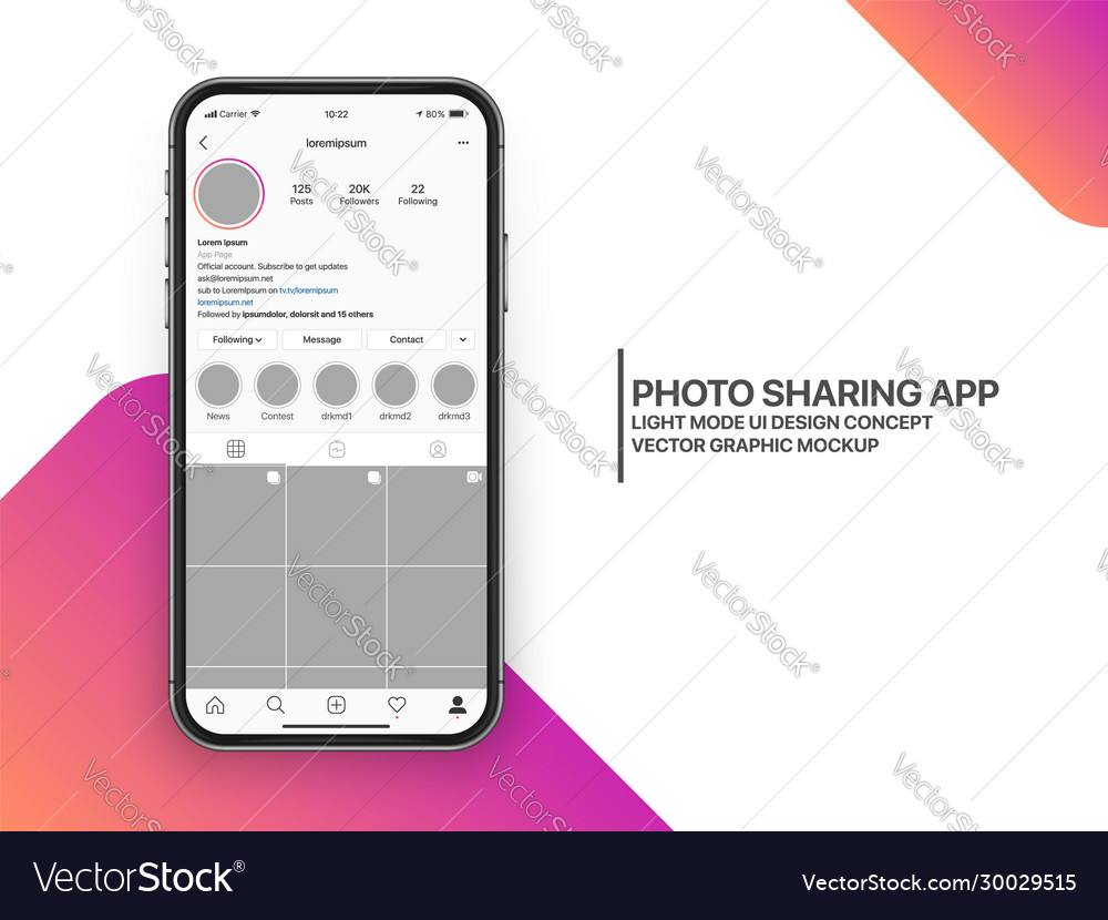 Download Design Template Photo Sharing Mobile App Vector Image