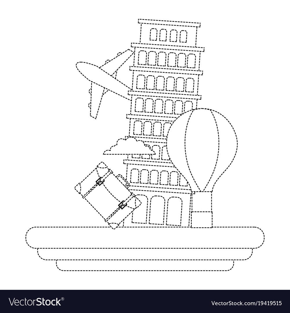 Dotted shape leaning tower of pisa with air