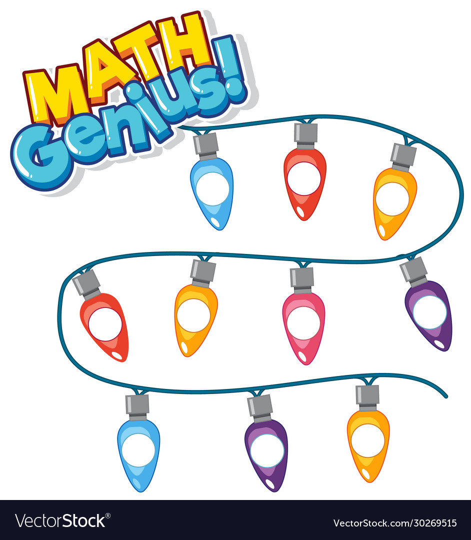 Font design for word math genius with colorful vector image Font design for word math genius with colorful