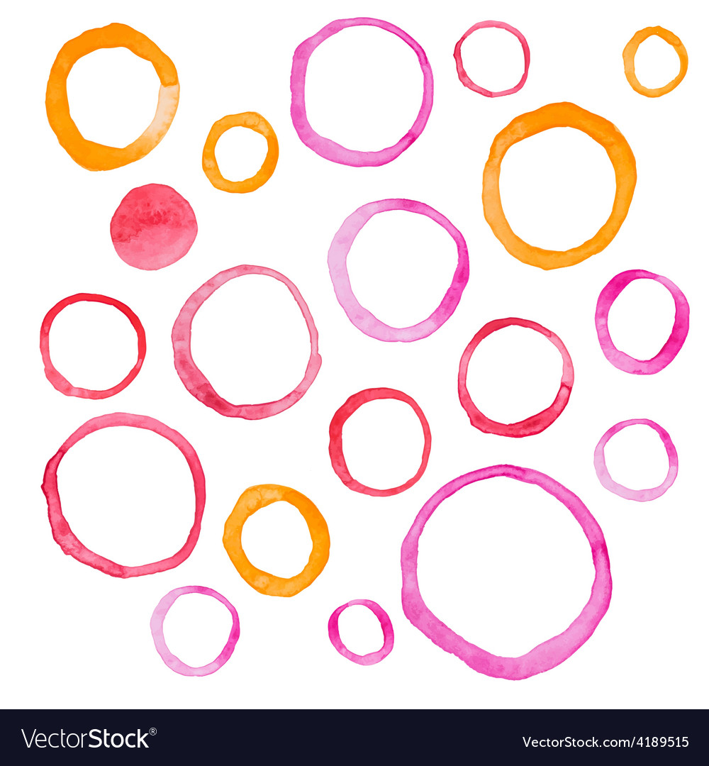 Hand draw watercolor rings circle round stains art