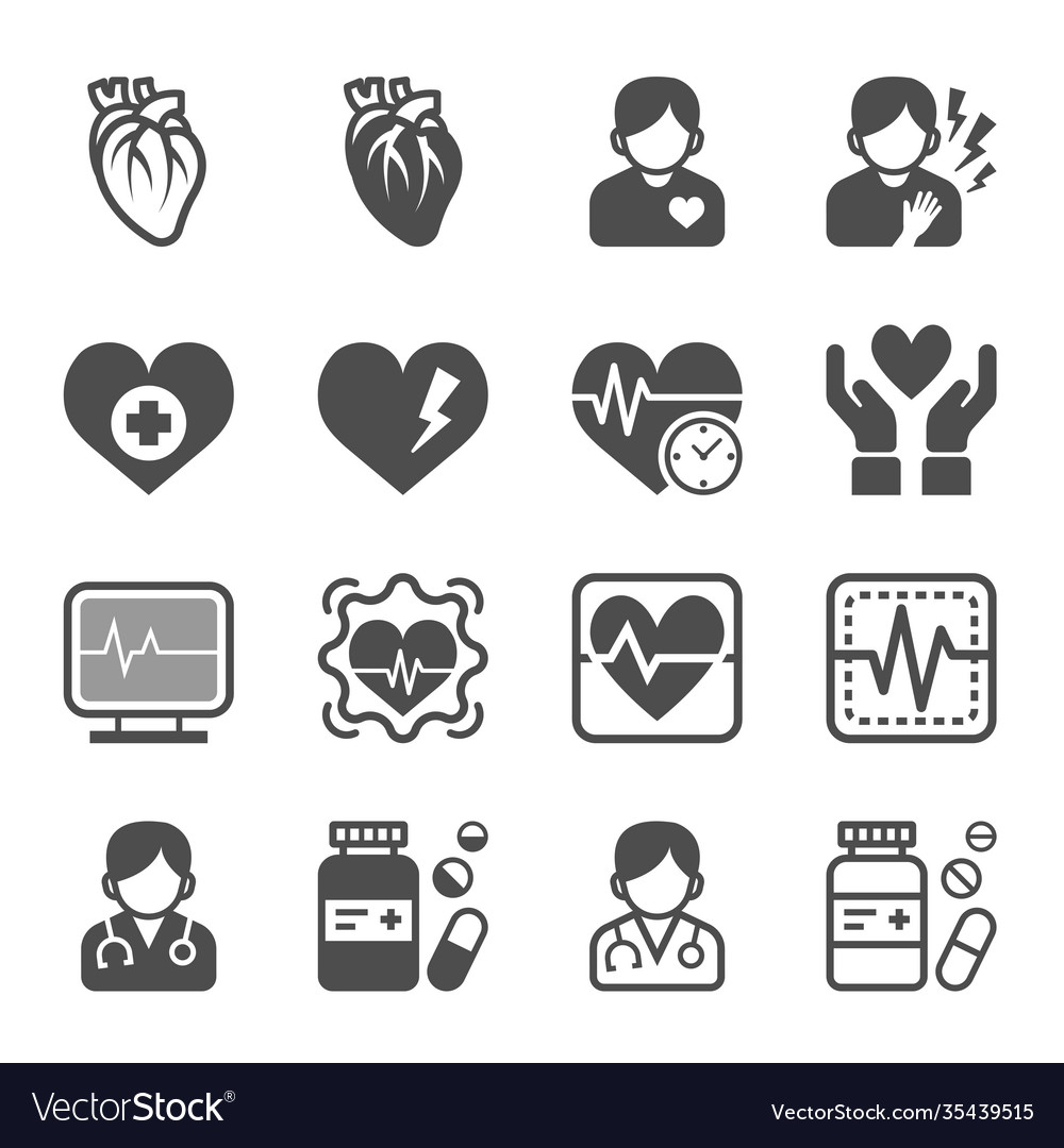 Heart disease icon set Royalty Free Vector Image