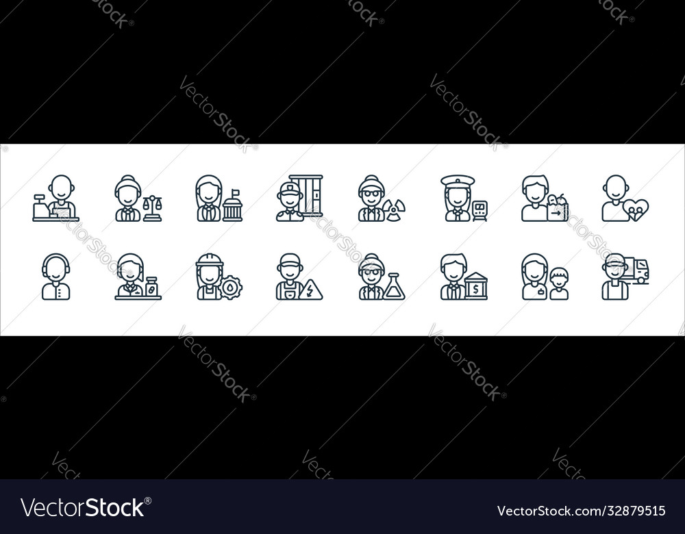 Key workers line icons linear set quality Vector Image Key workers line icons linear set quality