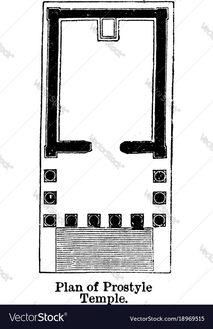 Plan view of a prostyle temple in architecture