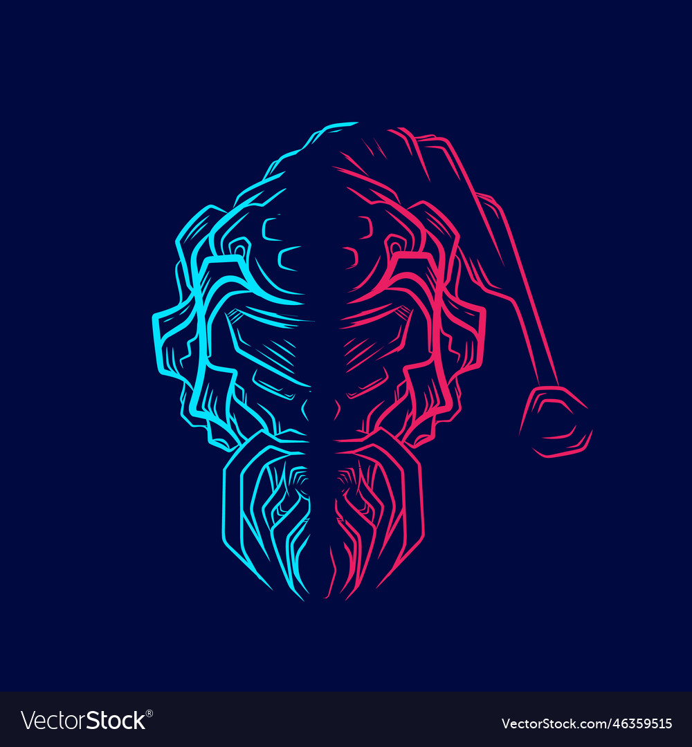 Santa claus robot logo line pop art portrait vector image Santa claus robot logo line pop art portrait