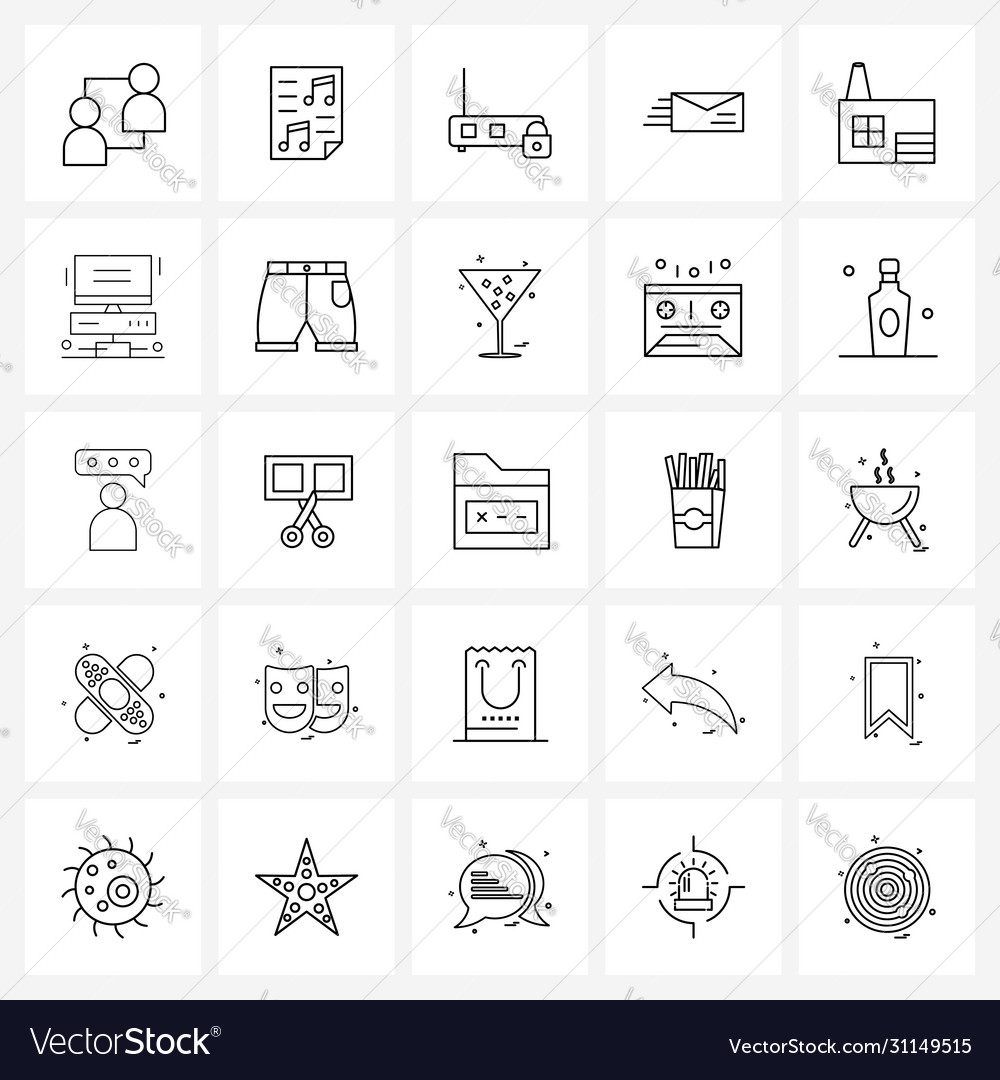 Set 25 simple line icons for web and print