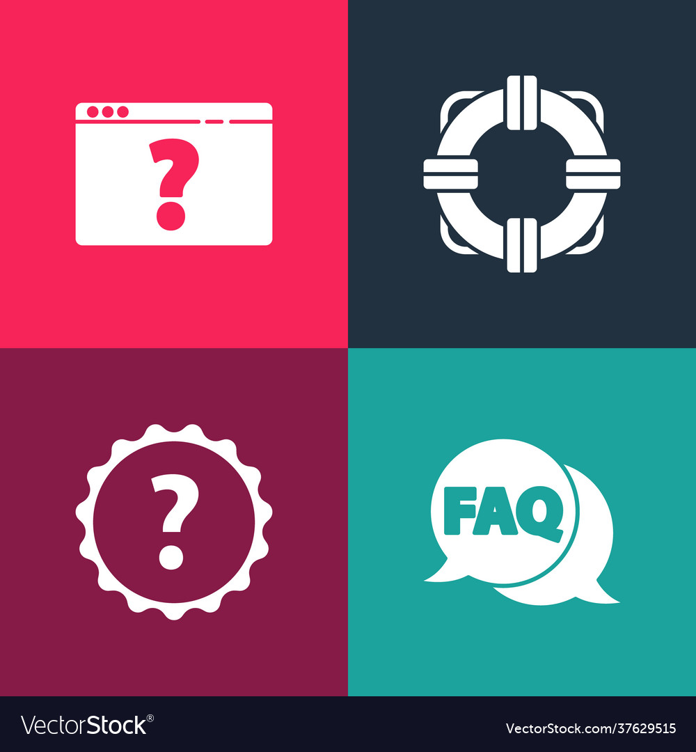 Set pop art speech bubble with faq question mark vector image Set pop art speech bubble with faq question mark