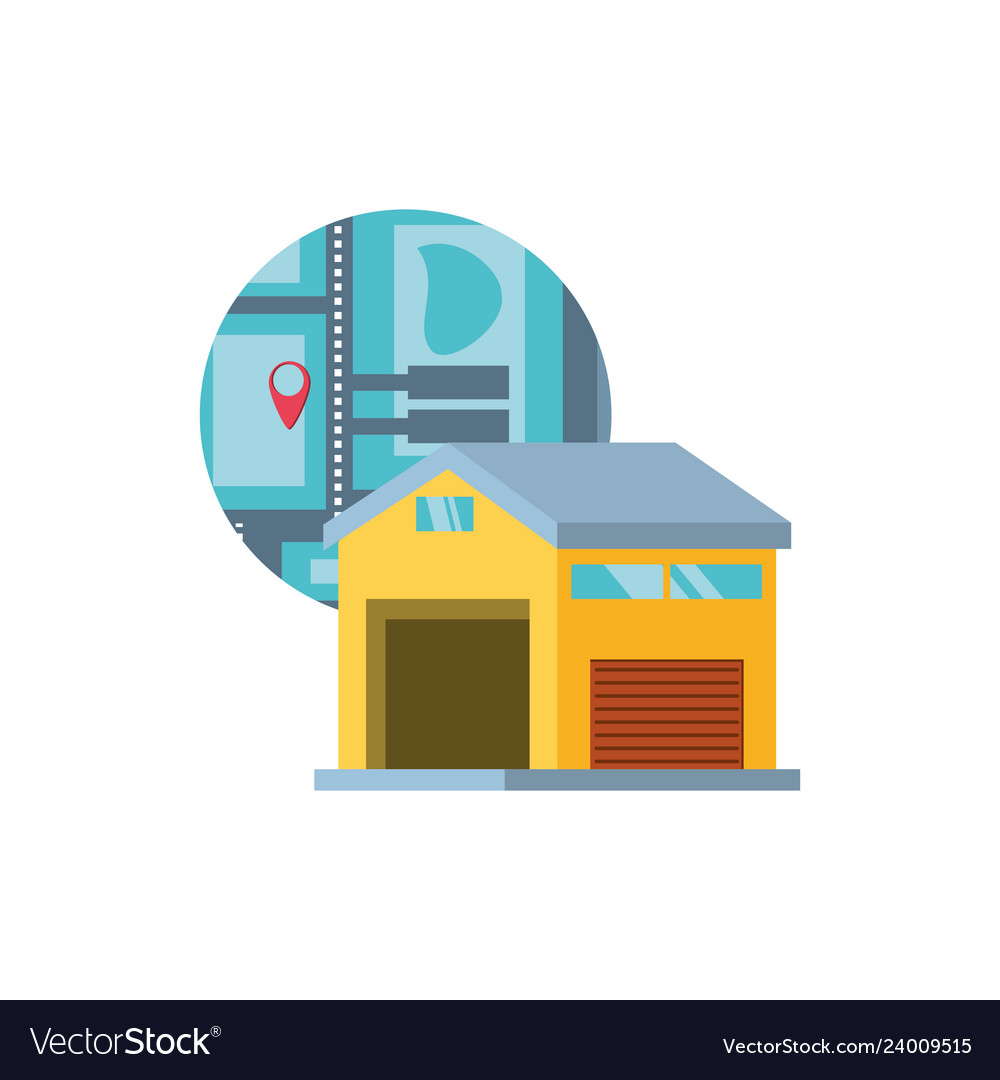 Warehouse building with map guide