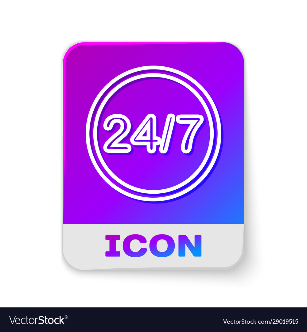 White line clock 24 hours icon isolated on Vector Image White line clock 24 hours icon isolated on