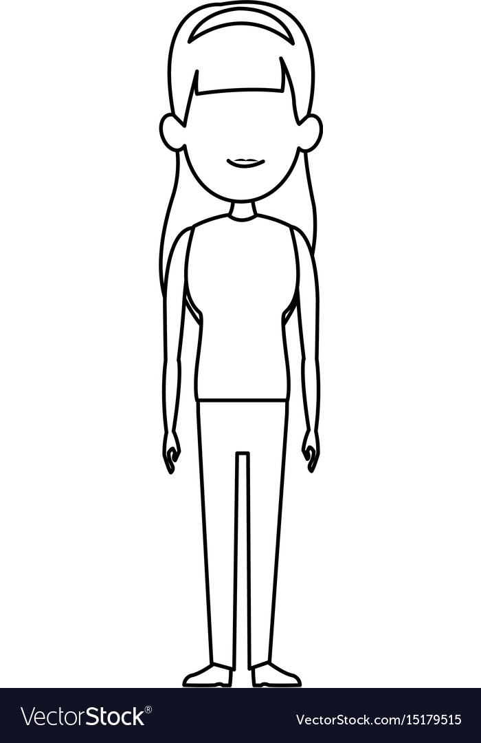 Woman female standing character outline image Vector Image