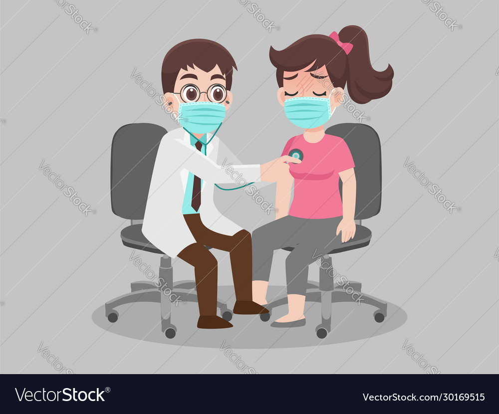 Woman see doctor for check herself Royalty Free Vector Image