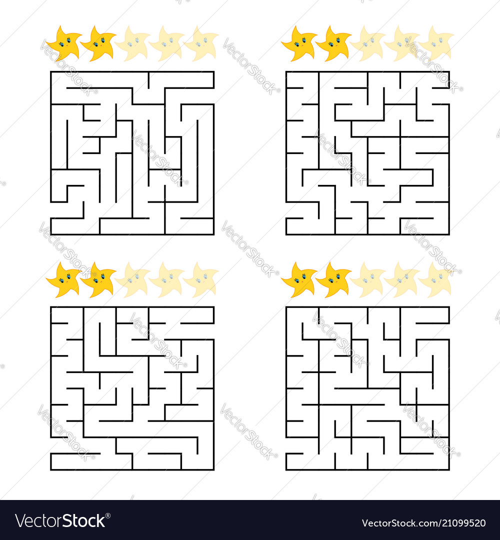 Abstract simple square isolated labyrinth four vector image Abstract simple square isolated labyrinth four