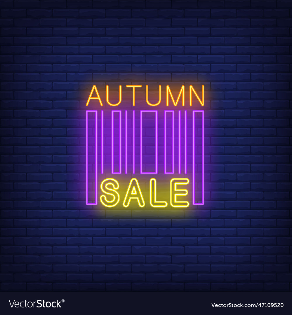 Autumn sale neon lettering Royalty Free Vector Image