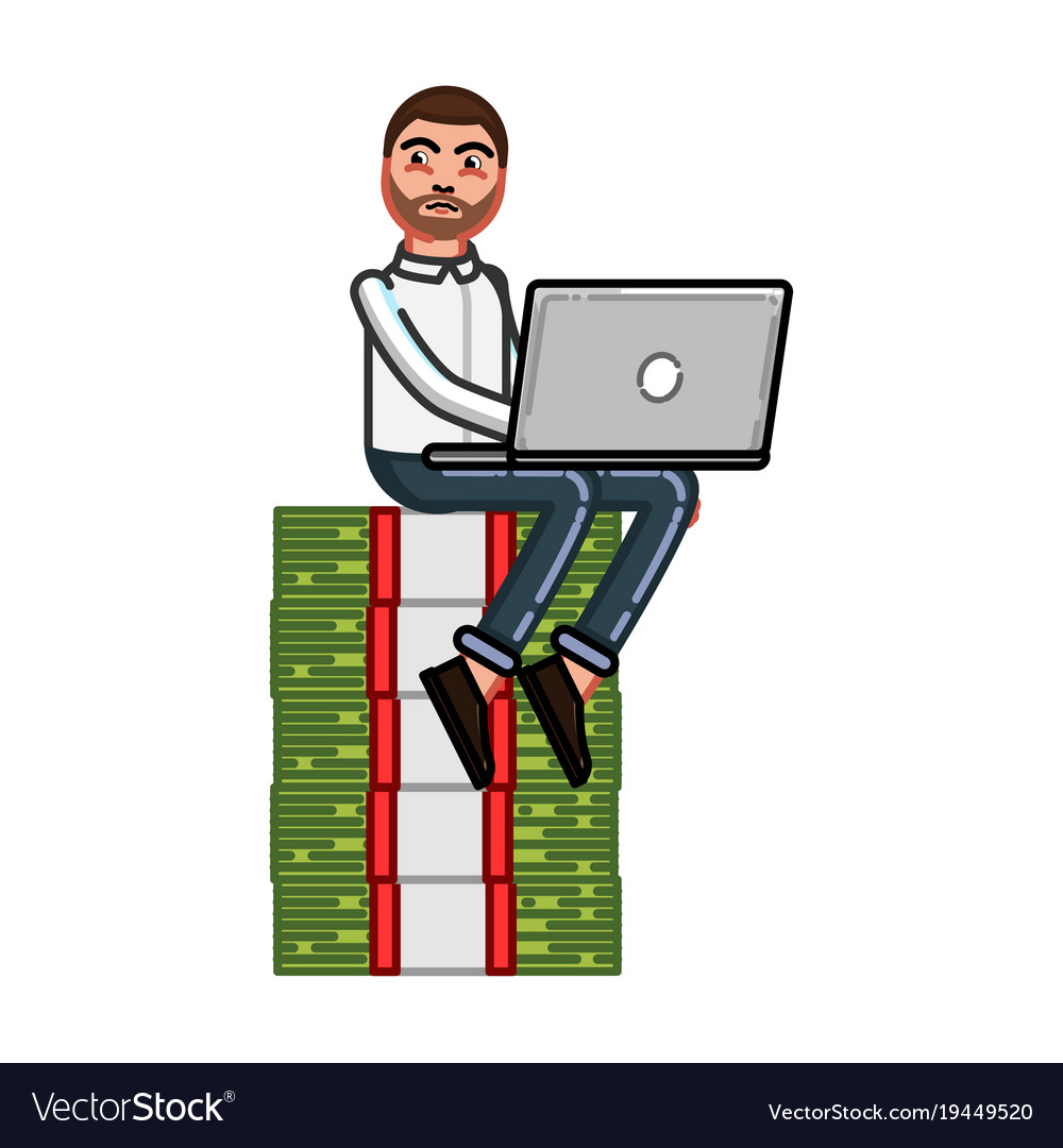 Business man siting Royalty Free Vector Image - VectorStock