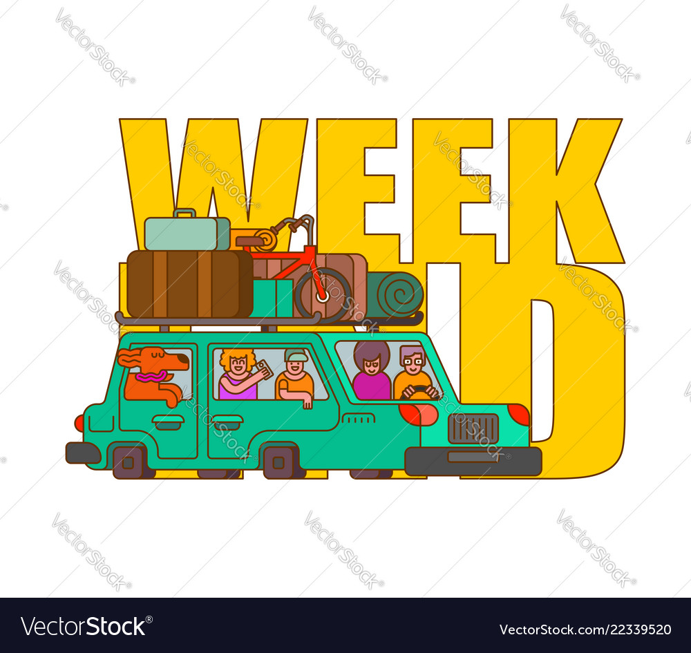 Car for weekend outline style family go Vector Image Car for weekend outline style family go