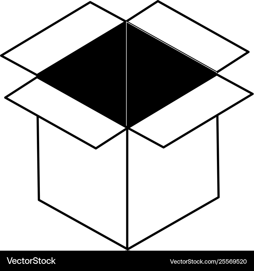 Carboard box open symbol isolated in black Vector Image