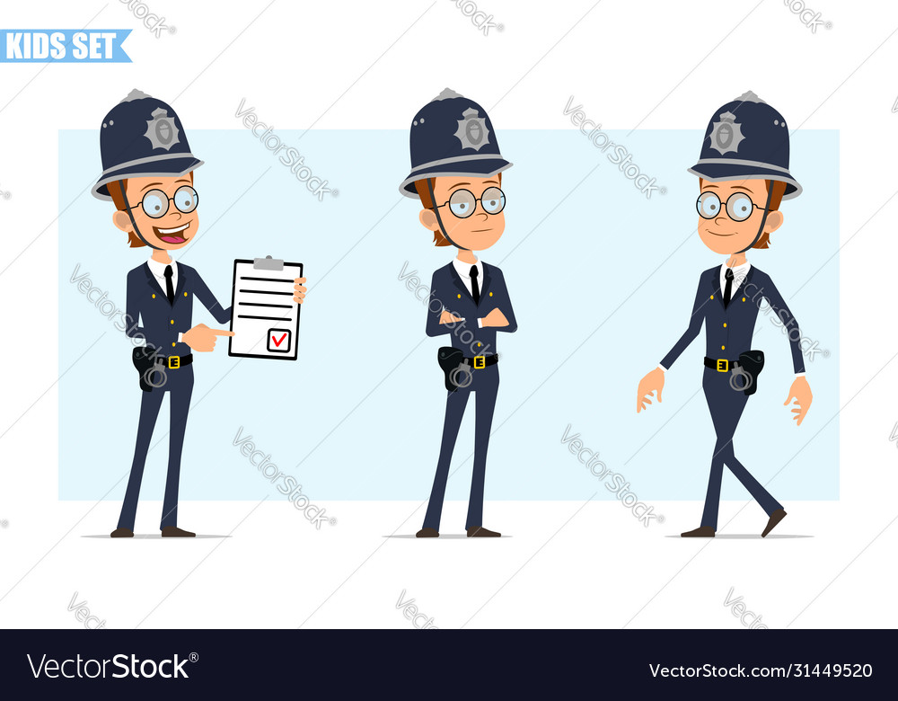 Cartoon british policeman boy character set Vector Image