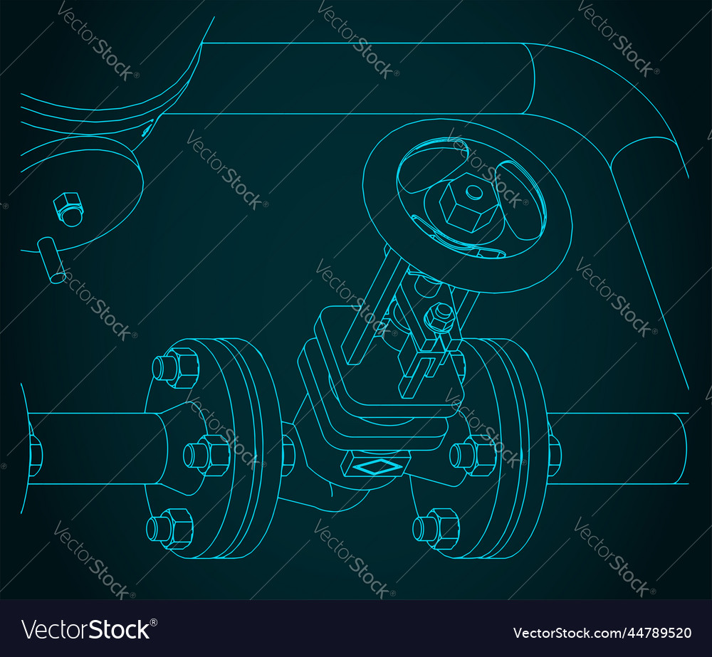 Control valve and pipes close-up Royalty Free Vector Image