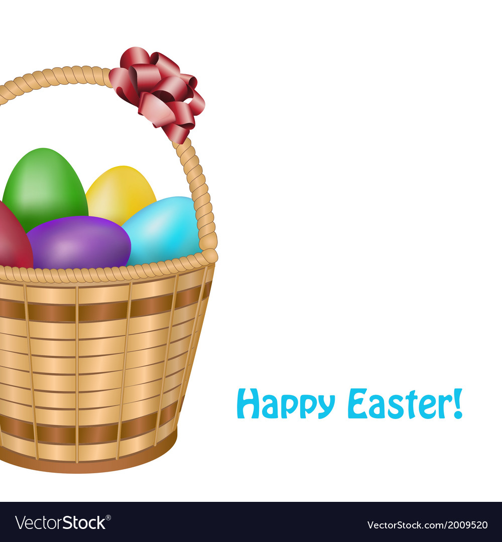 Easter basket with colorful eggs