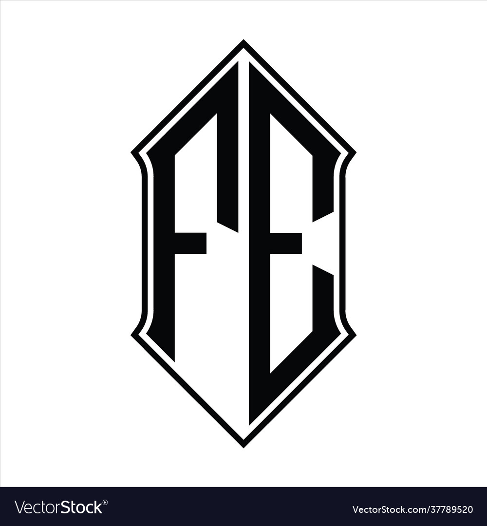 Fe logo monogram with shieldshape and outline Vector Image Fe logo monogram with shieldshape and outline