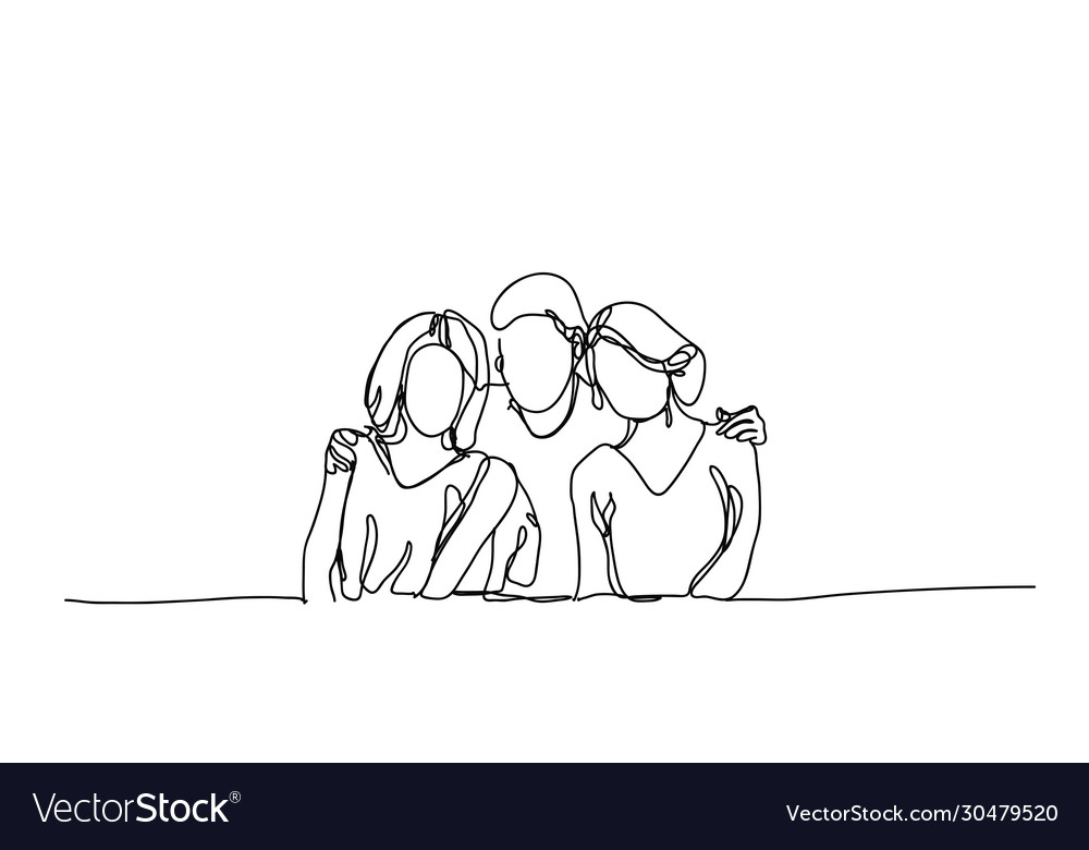 Premium Vector | Friends line art, minimalist pople drawing, vector design,  simple sketch, happy female, girls