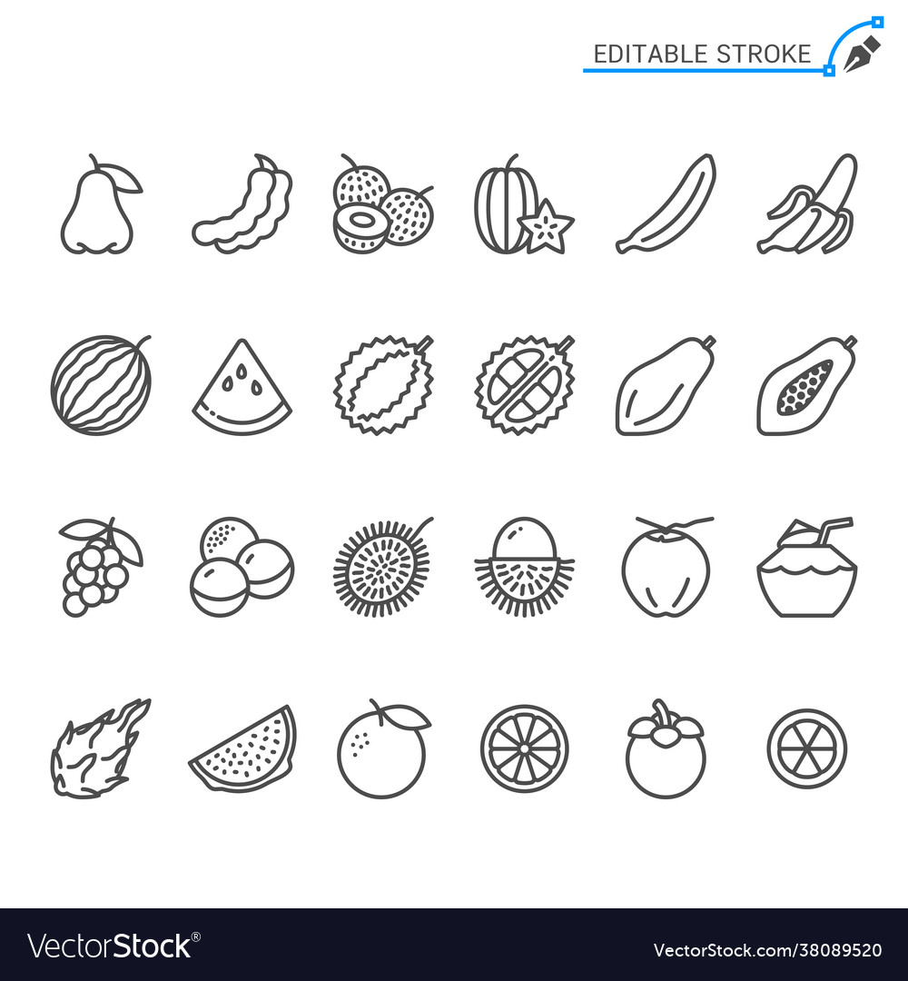 Fruit line icons editable stroke Royalty Free Vector Image