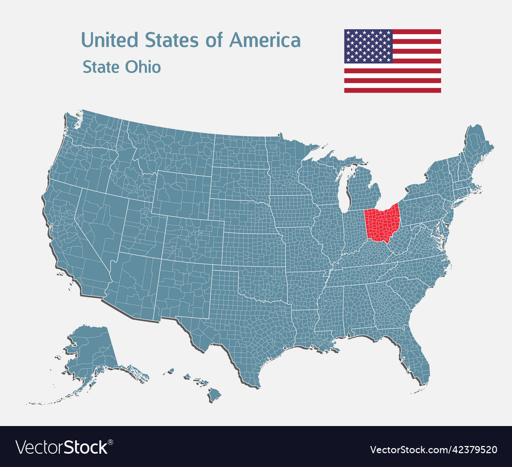 Map country usa and state ohio vector image Map country usa and state ohio