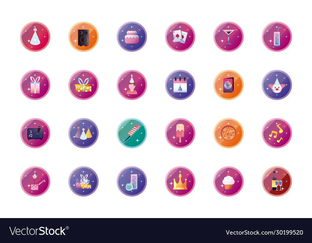 Party gradient style icon set design