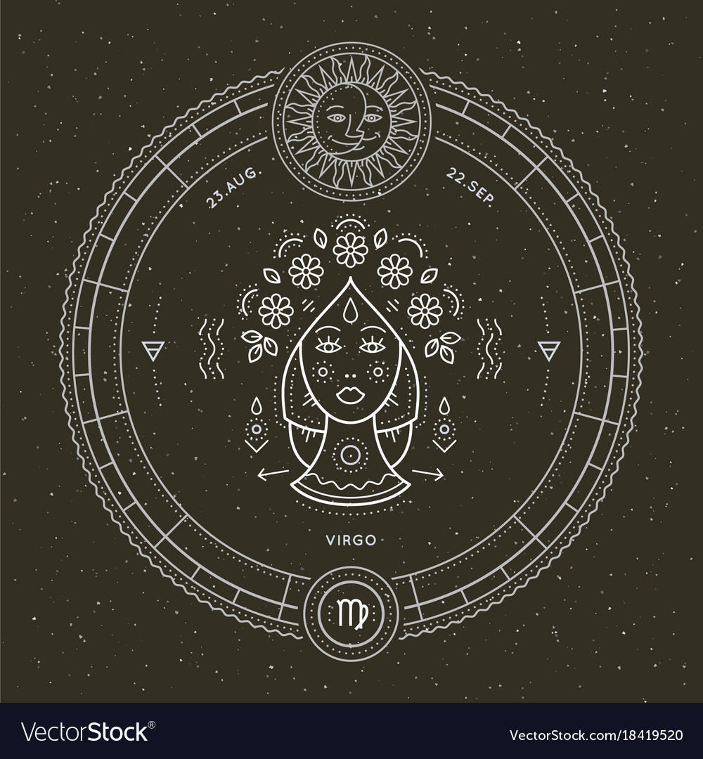 Retro Virgo Zodiac Line Art