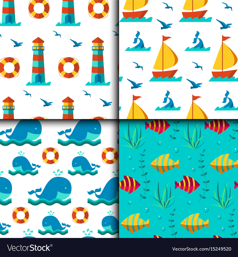 Seamless patterns with nautical elements