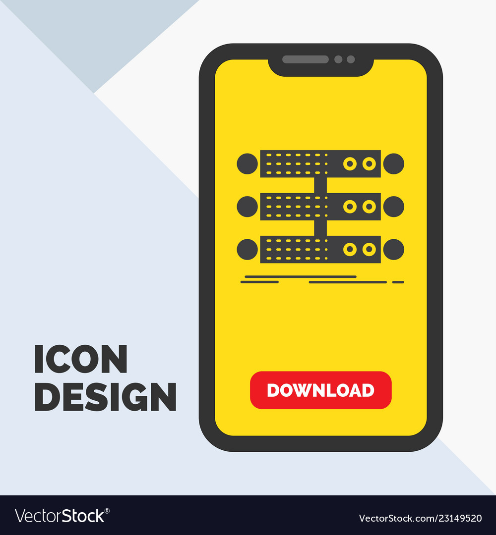 Server structure rack database data glyph icon vector image Server structure rack database data glyph icon