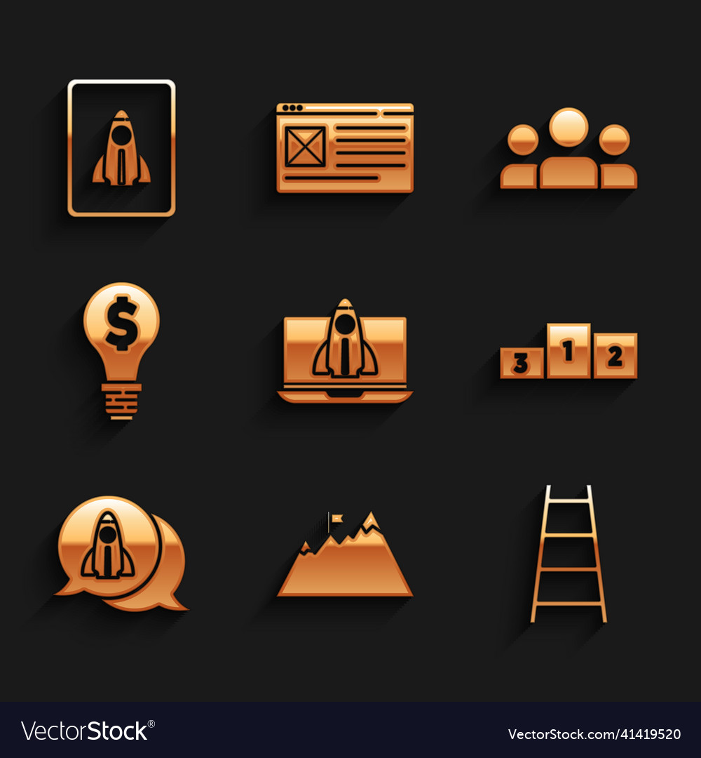 Set startup project concept mountains with flag