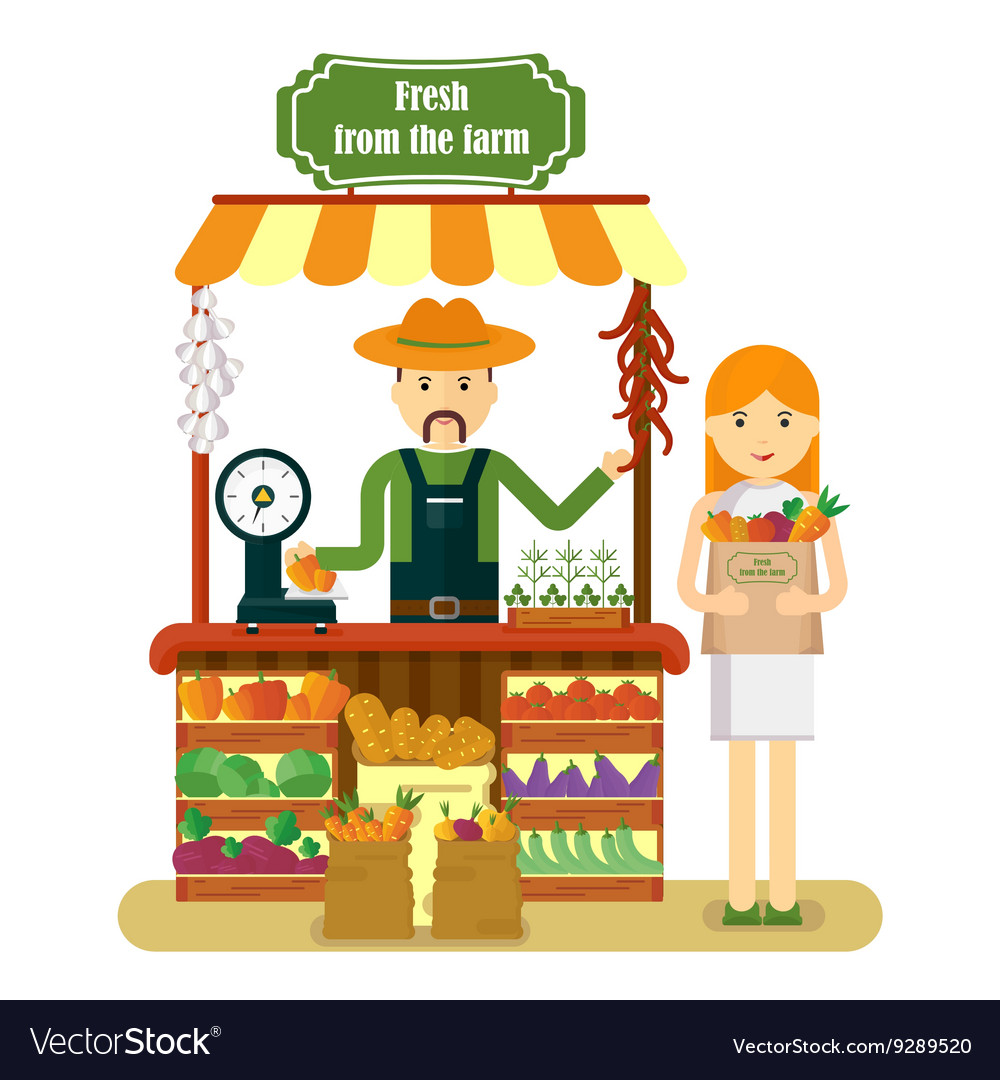 Woman buys fresh vegetables Royalty Free Vector Image