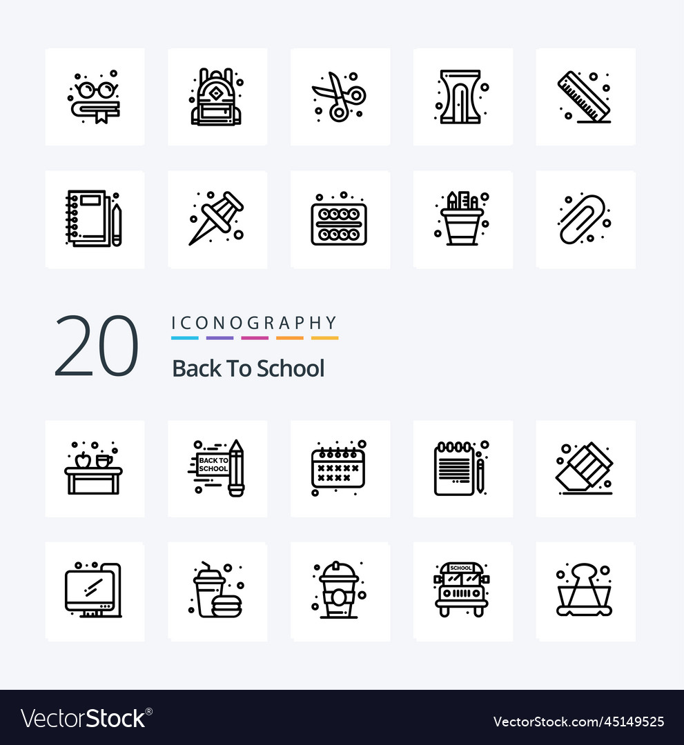 20 back to school line icon pack like computer