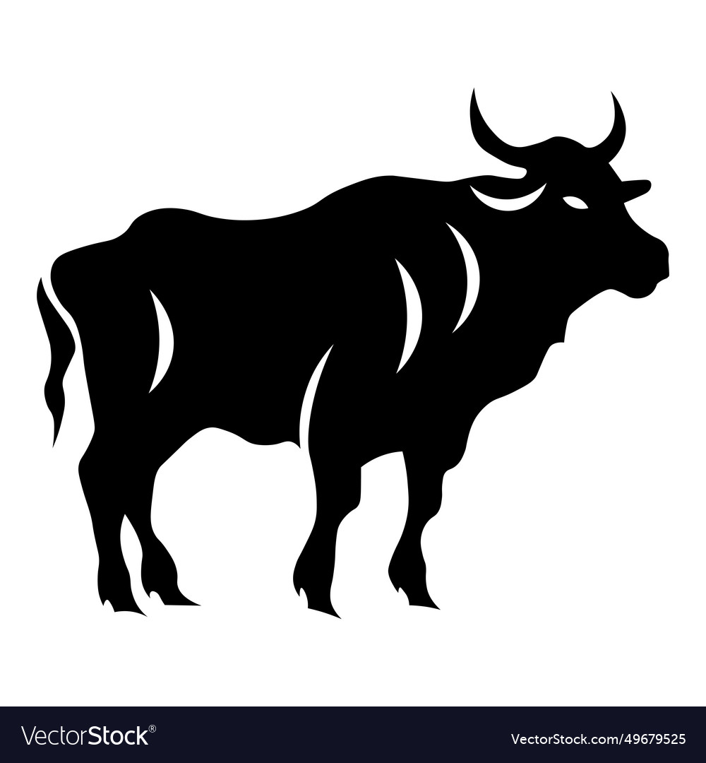 Bull black icon on white background Royalty Free Vector