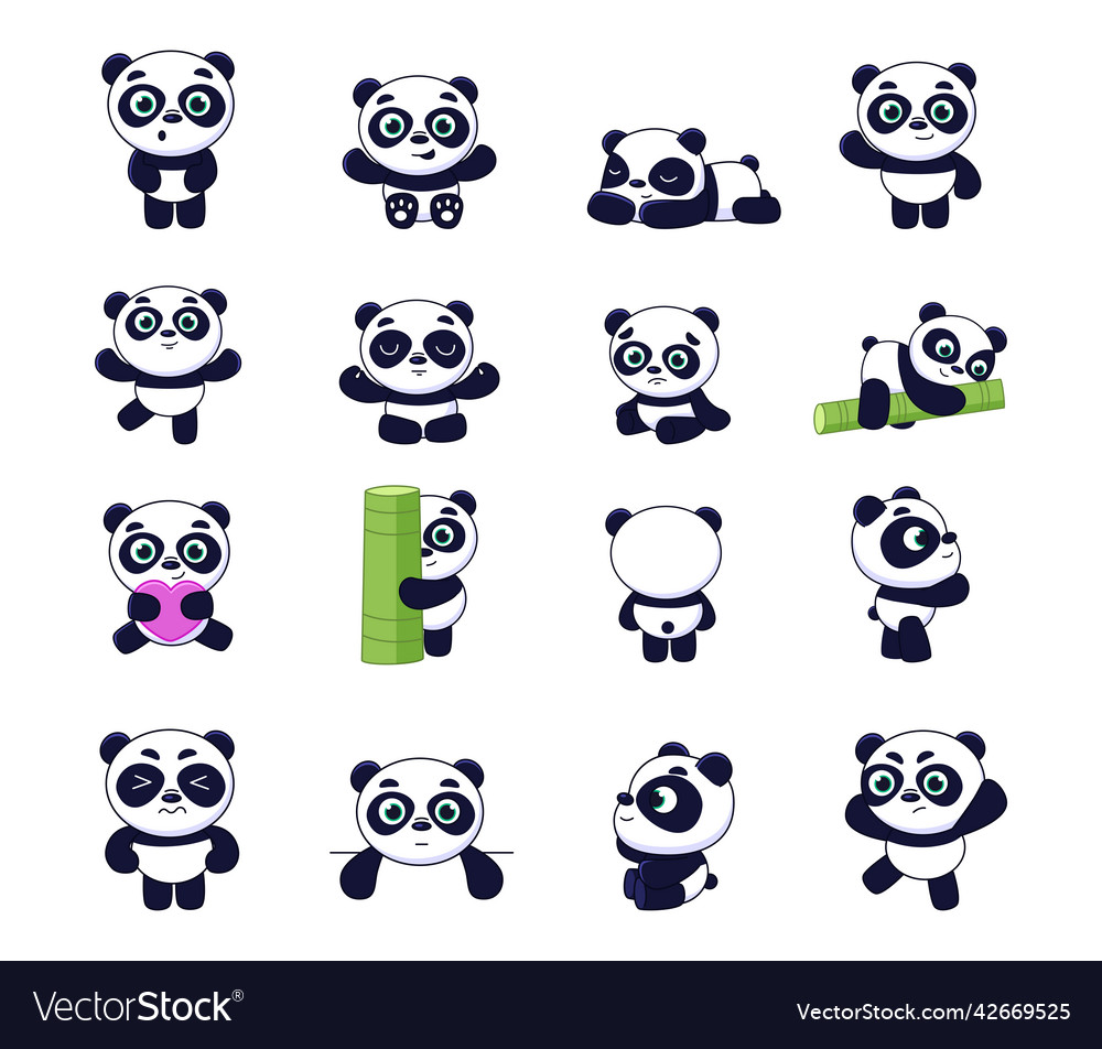 Premium Vector, Cute panda good posing