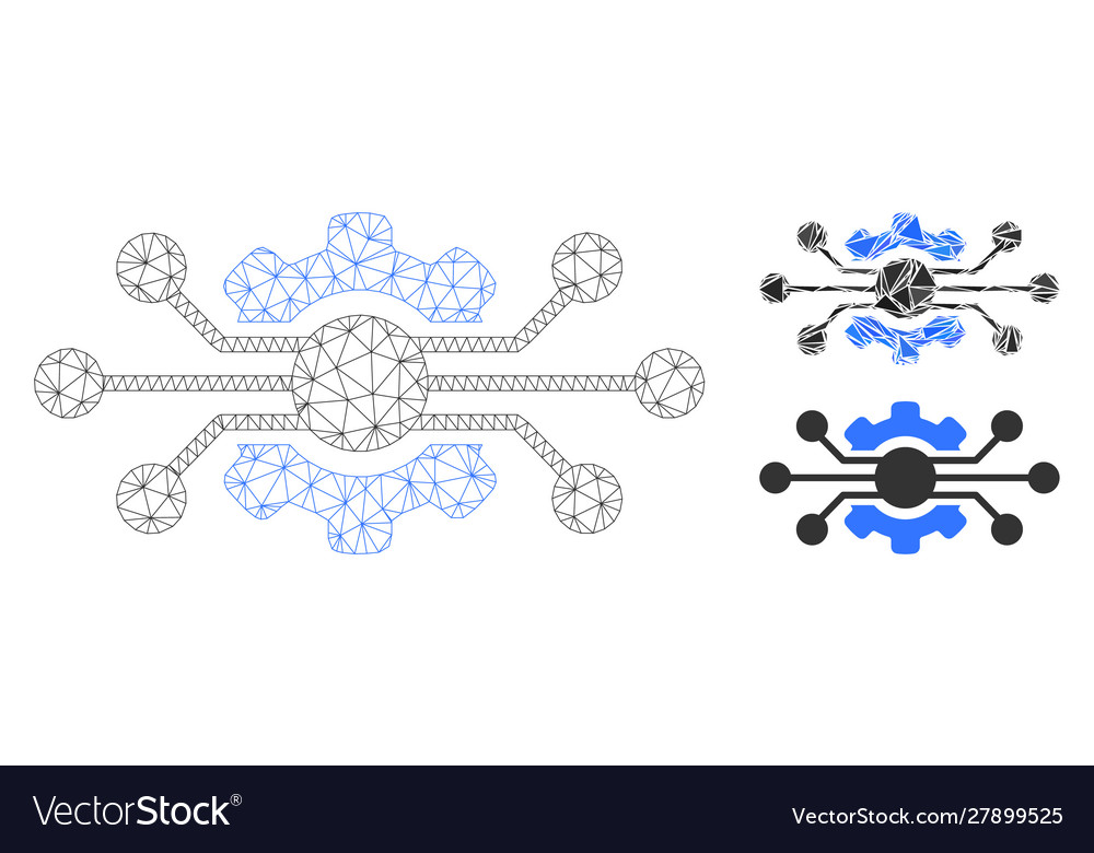Electronic cog mesh 2d model and triangle vector image Electronic cog mesh 2d model and triangle