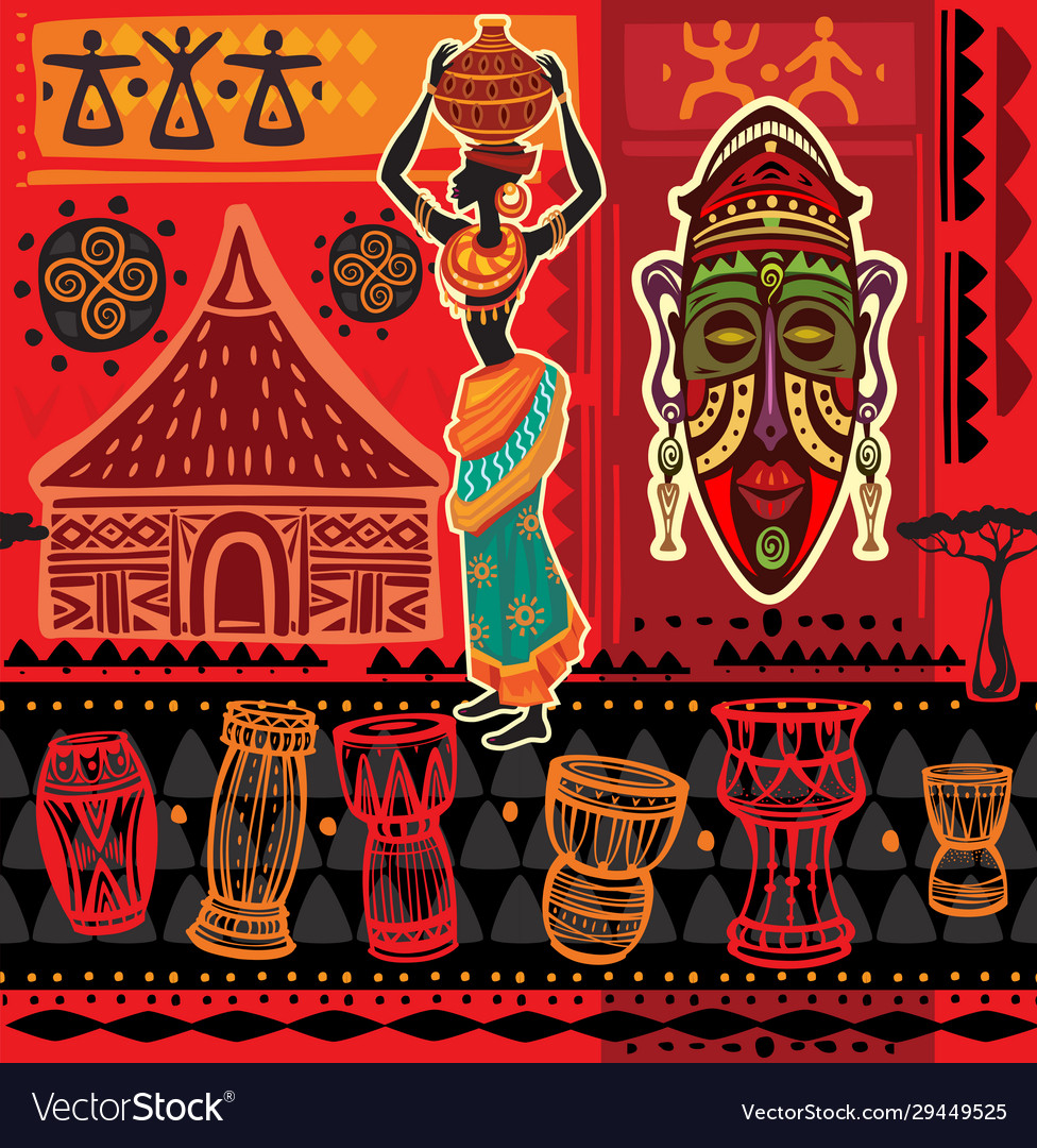 Ethnic background with african motifs Royalty Free Vector