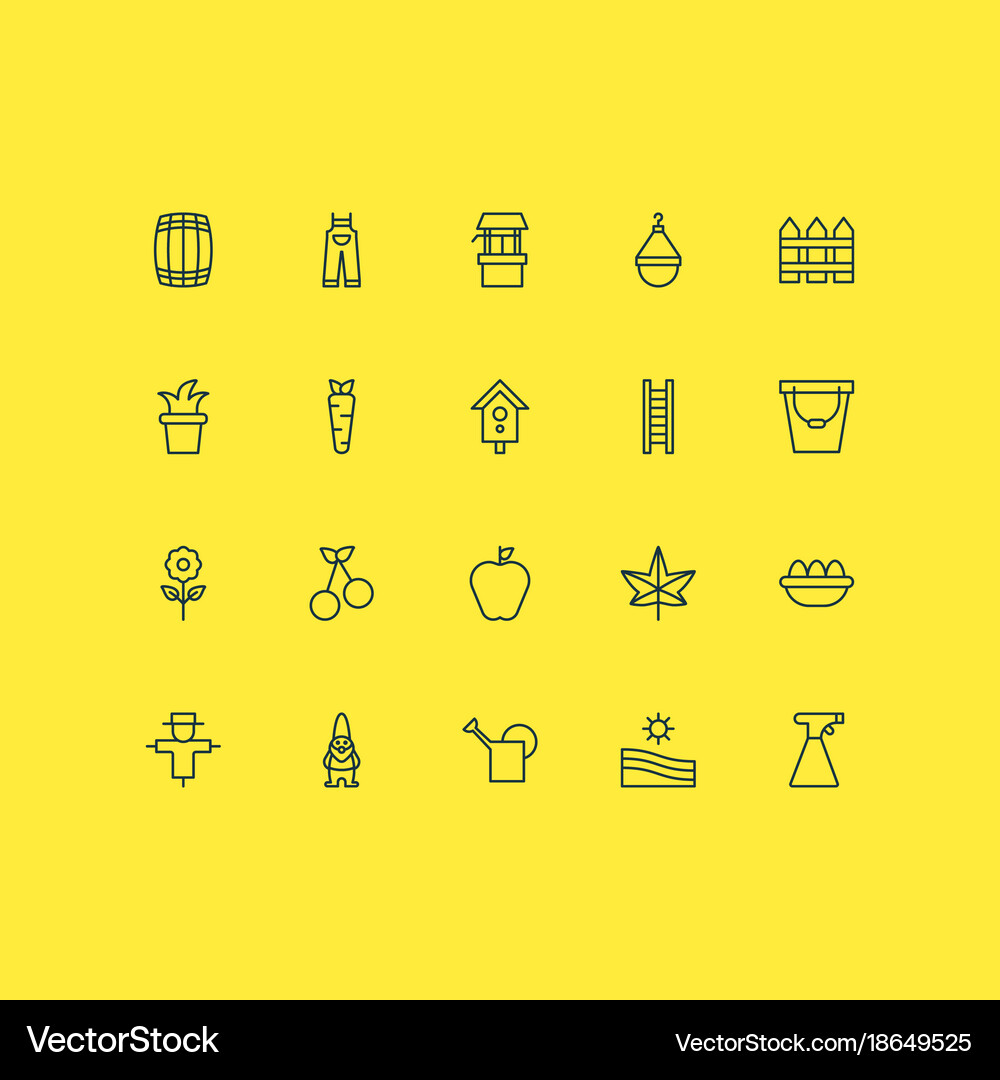 Farm icons set with bugbear root dwarf and other Vector Image