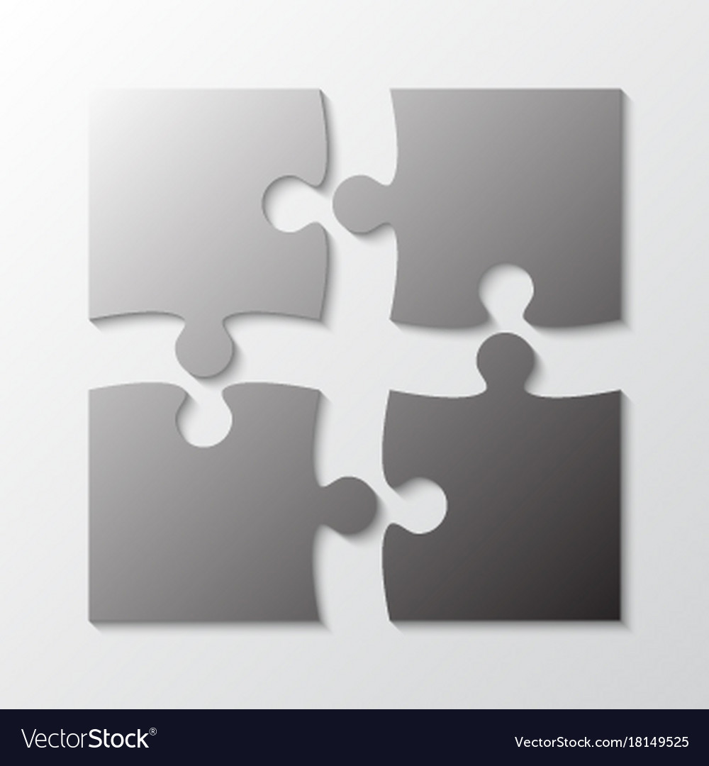 Vier graue Stück Puzzle-Abschnitt